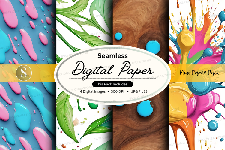 Seamless digital paper textures with vibrant confetti and fl