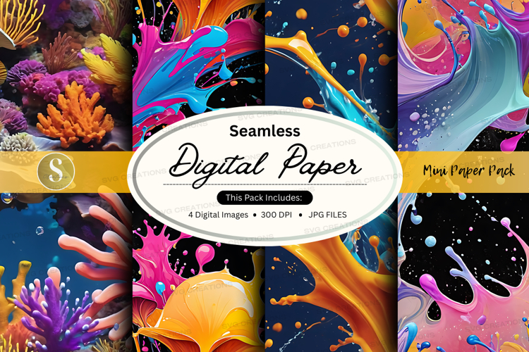 Seamless digital paper pack abstract colorful textures backg