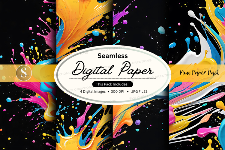 Seamless digital paper pack with vibrant abstract patterns