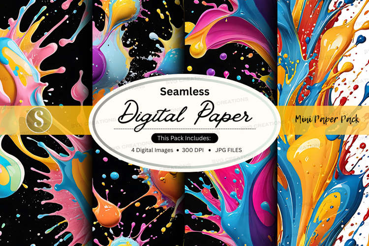 Seamless digital paper pack colorful abstract textures backg