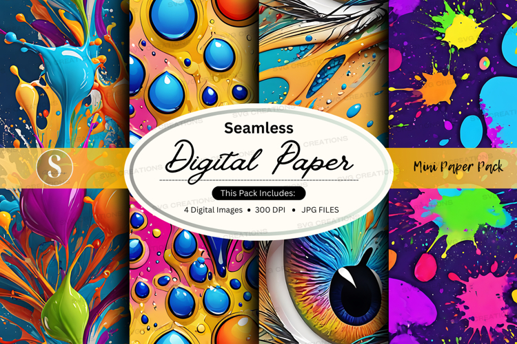 Seamless digital paper pack colorful abstract textures backg