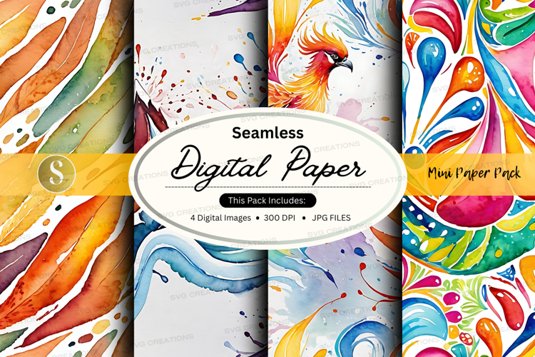 Seamless digital paper patterns colorful abstract background