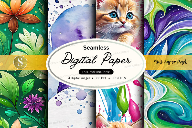 Seamless digital paper pack with floral and (6583353)