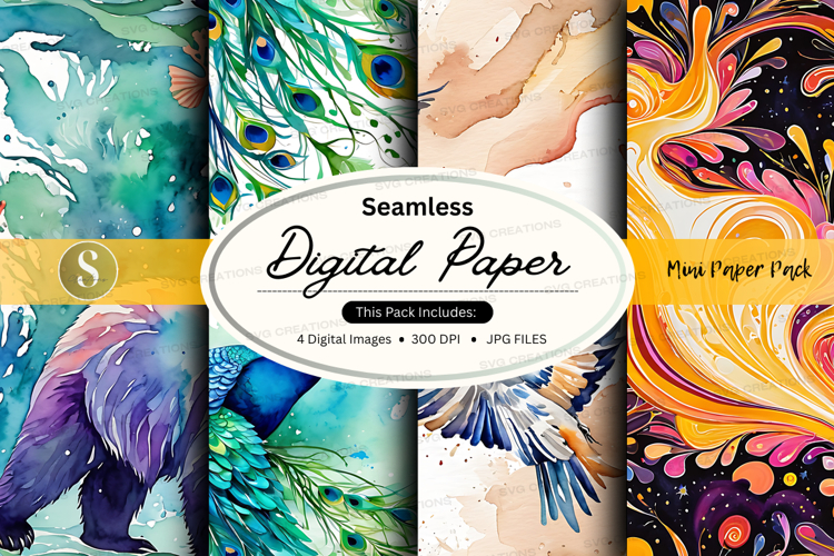 Seamless digital paper pack colorful textures backgrounds