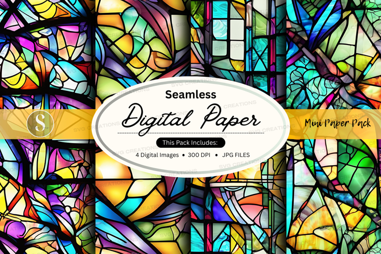 Seamless digital paper pack colorful abstract textures