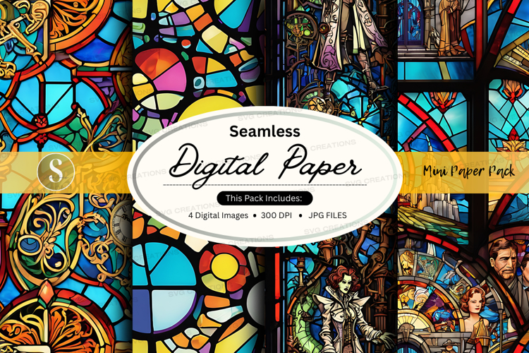 Seamless digital paper texture with vintage floral patterns