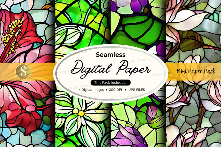 Seamless floral digital paper pack vintage pattern backgroun
