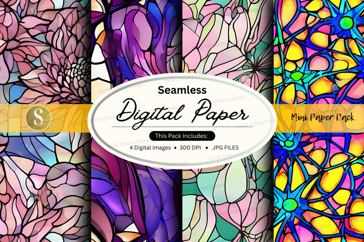 Seamless digital paper pack with vibrant geometric patterns