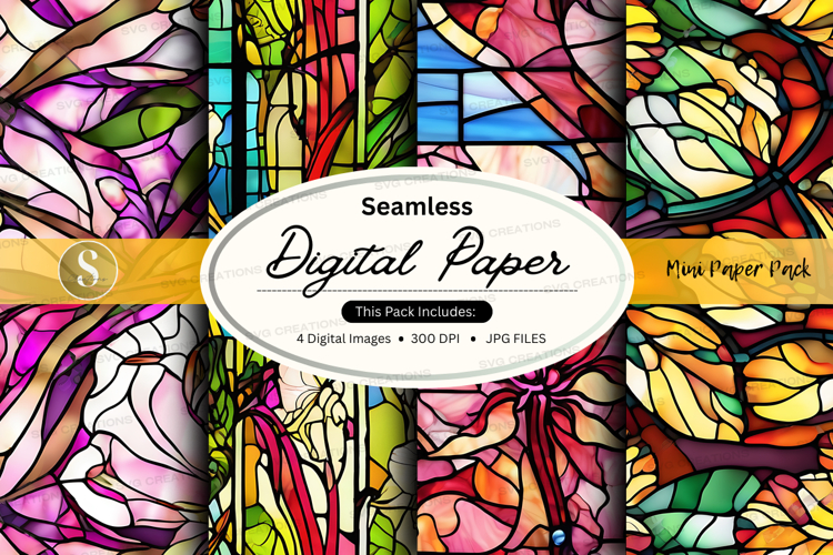 Seamless digital paper pack colorful abstract textures backg