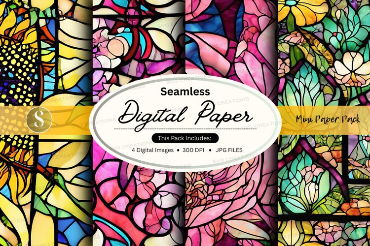 Seamless floral digital paper pack vintage design