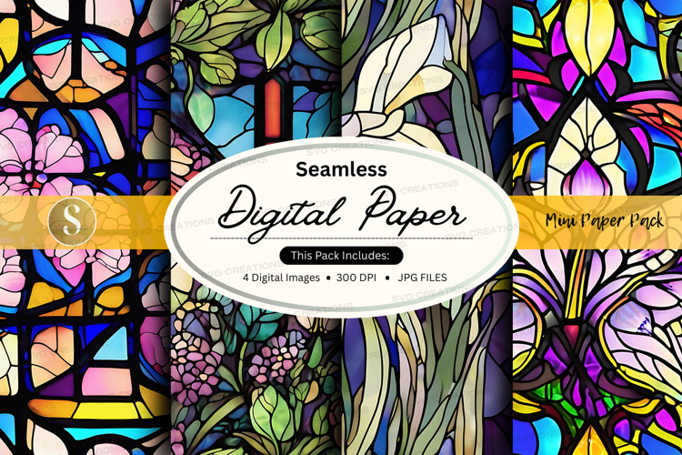 Seamless digital paper pack floral vintage textures backgrou