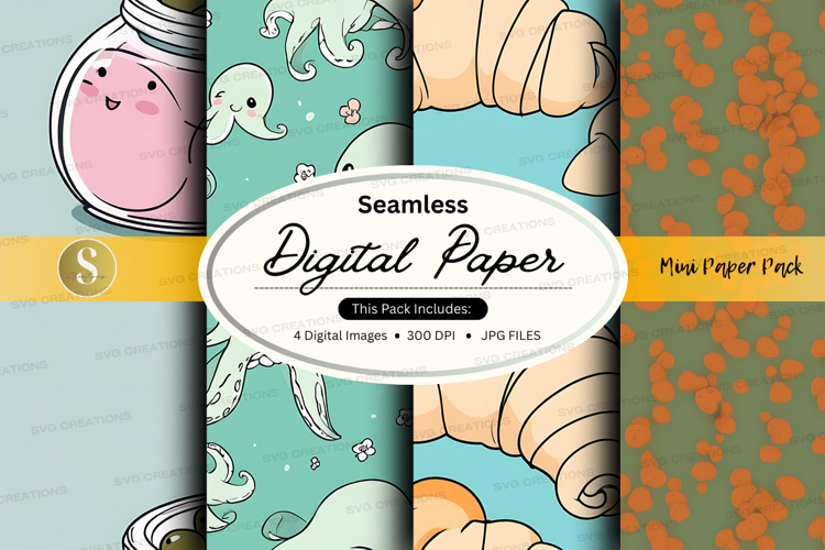 Seamless digital paper pack with vintage textures and patter
