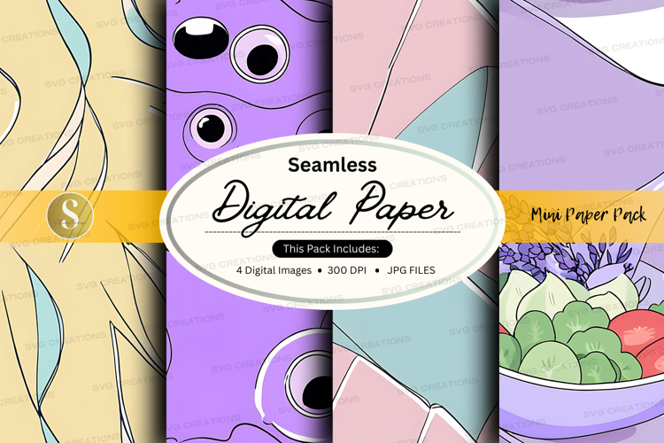Seamless digital paper texture purple floral design backgrou