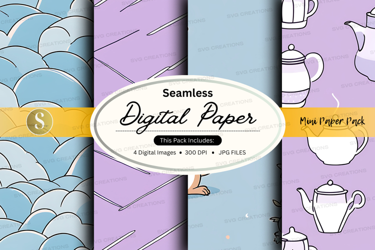 Seamless digital paper pack vintage kitchen pattern design