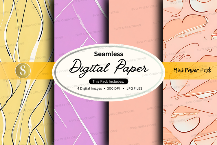 Seamless digital paper pack with floral patterns and texture