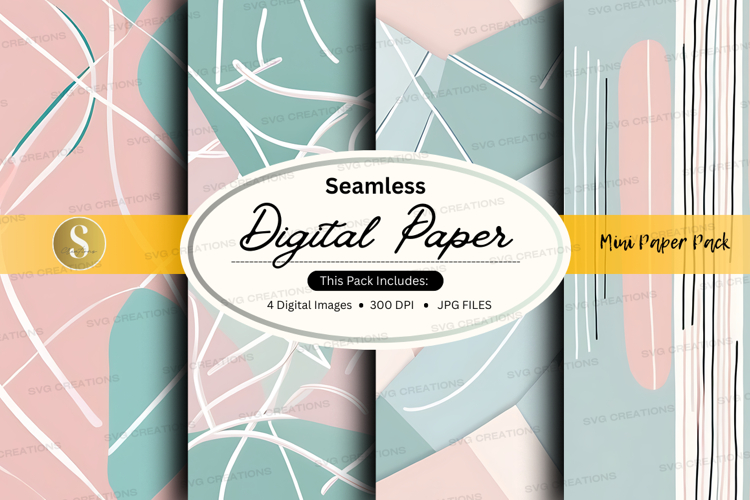 Seamless digital paper pack with pastel textures and mockup
