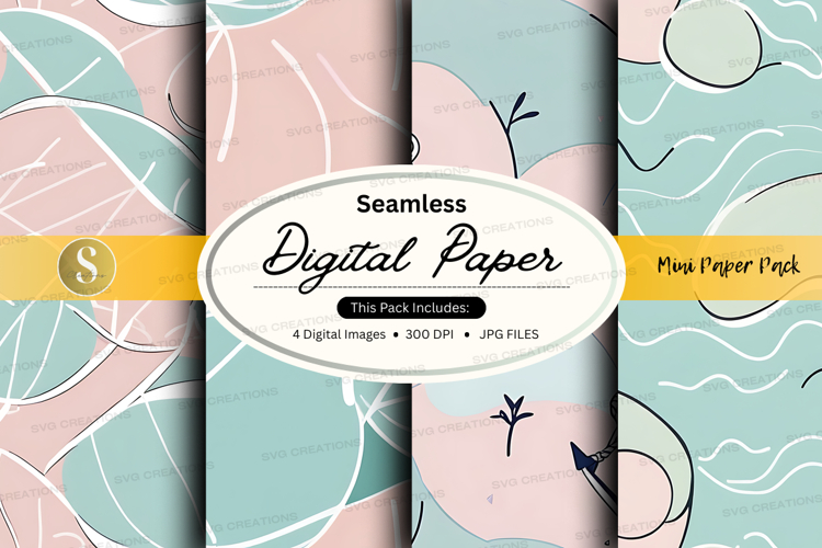Seamless digital paper texture pack with floral design mocku