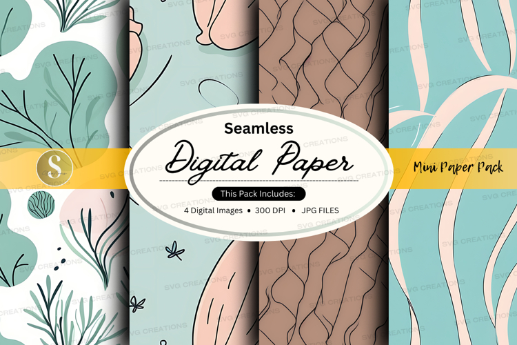 Seamless digital paper textures pack with floral and marble