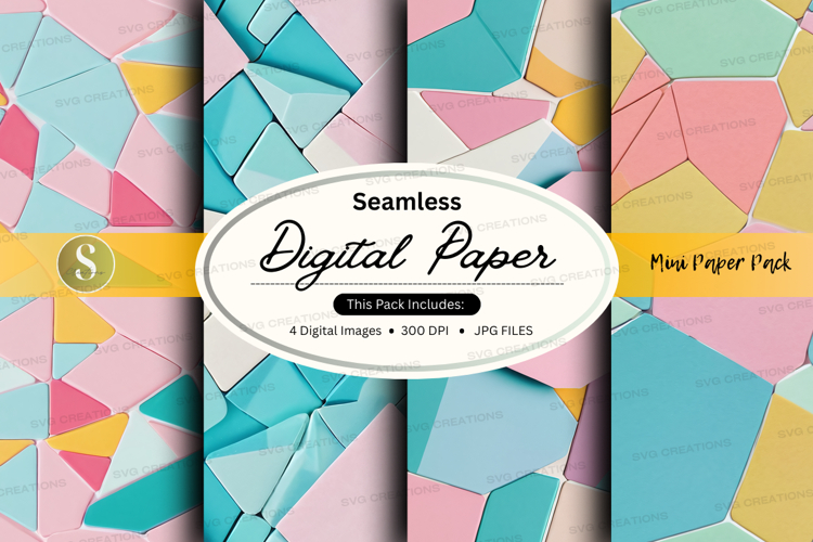 Seamless digital paper pack pastel geometric patterns design