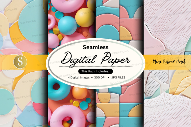 Seamless digital paper pack colorful pastel textures backgro