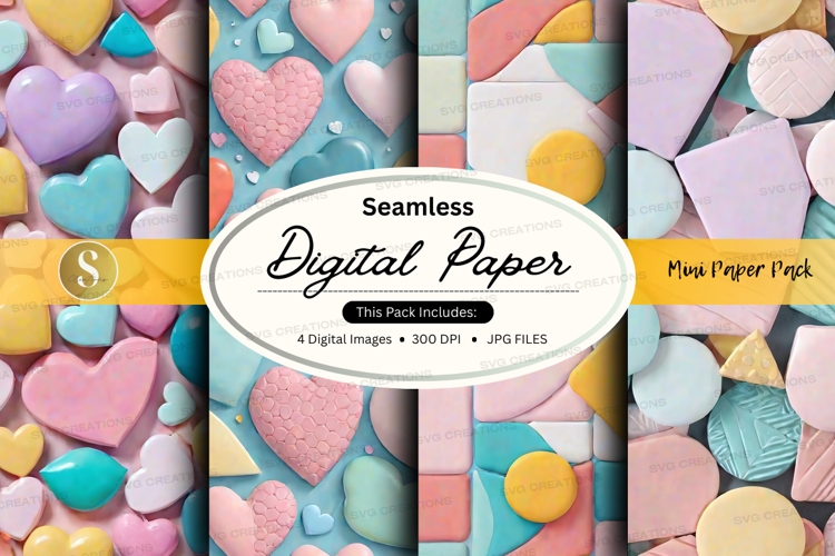 Seamless pastel digital paper pack with soft textures