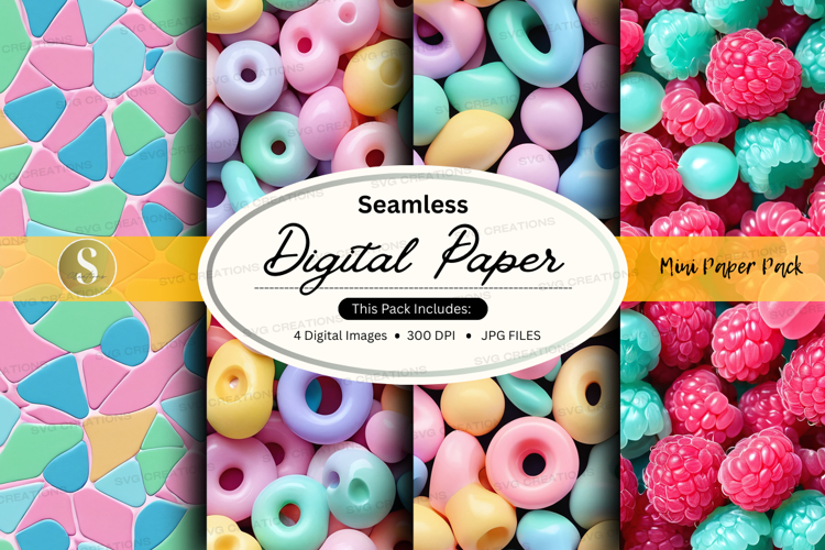 Seamless digital paper pack colorful pastel textures backgro