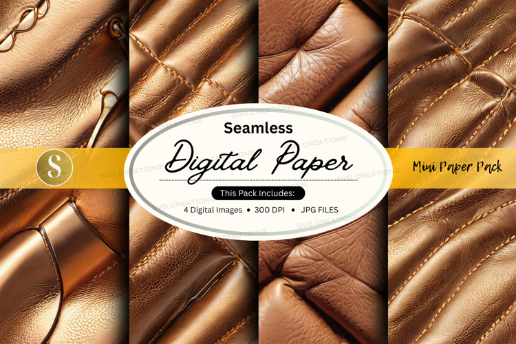 Seamless brown leather digital paper texture mockup