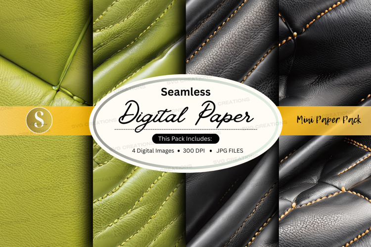 Seamless digital paper texture green quilted mockup