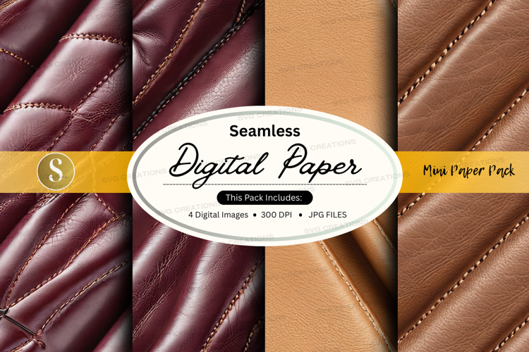 Seamless digital paper texture brown leather pack mockup