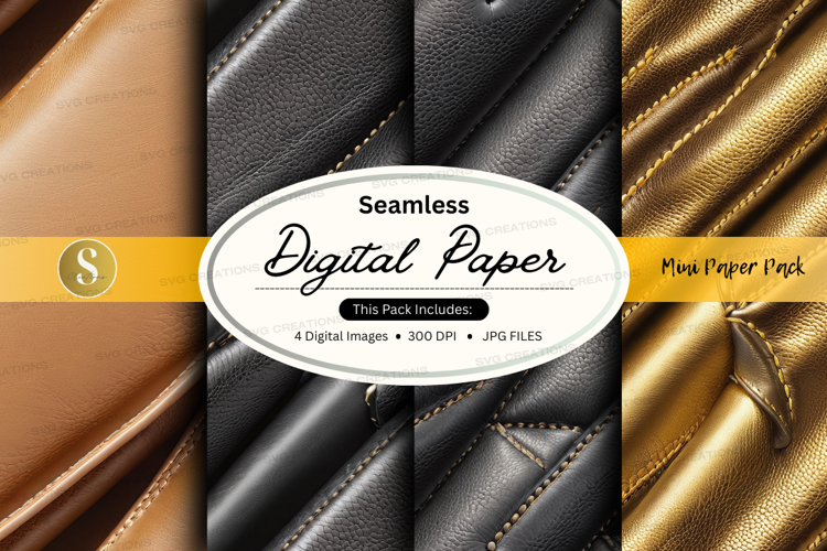 Seamless digital paper mockup on leather wallet background