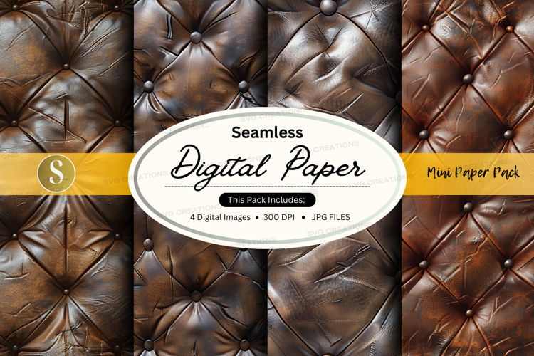 Seamless brown leather digital paper texture background