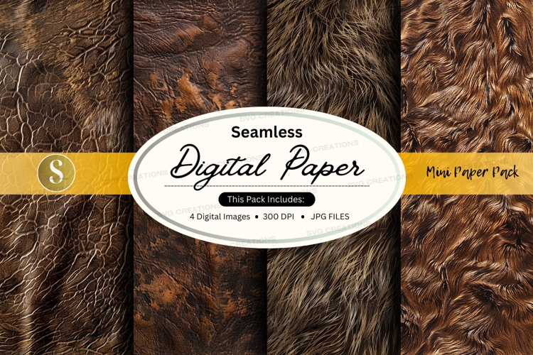 Seamless digital paper texture pack brown vintage design