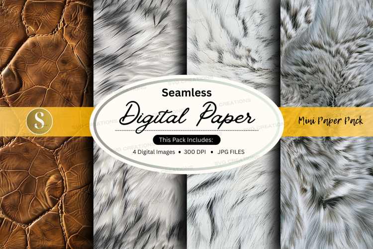 Seamless digital paper textures pack with fabric patterns