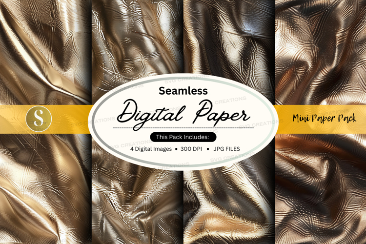 Seamless gold digital paper texture pack mockup