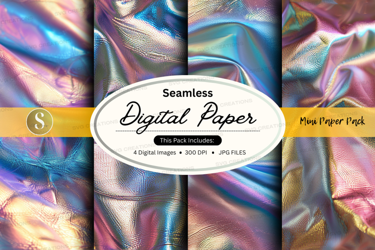Seamless digital paper textures pack with metallic foil shin