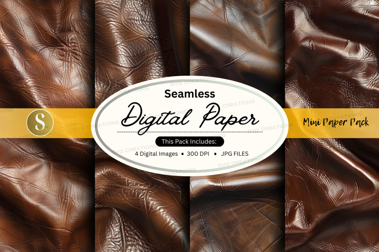 Seamless brown leather digital paper texture background