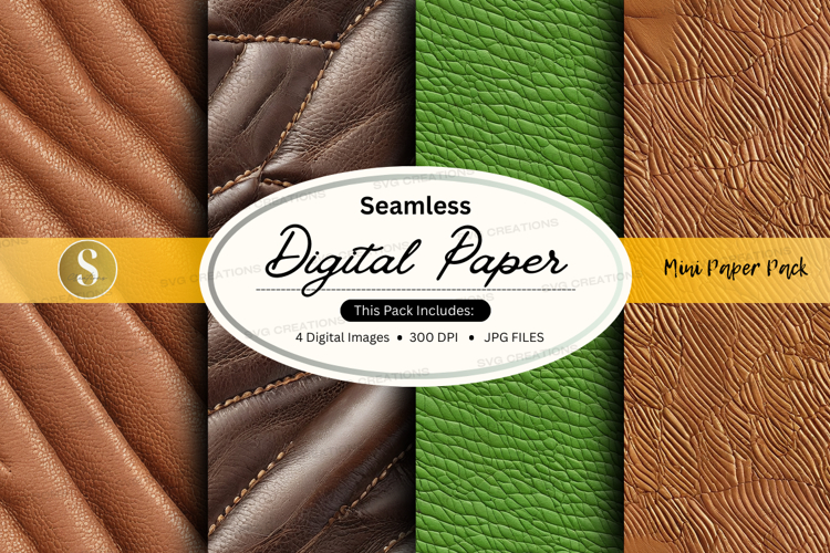 Seamless brown leather digital paper texture mockup