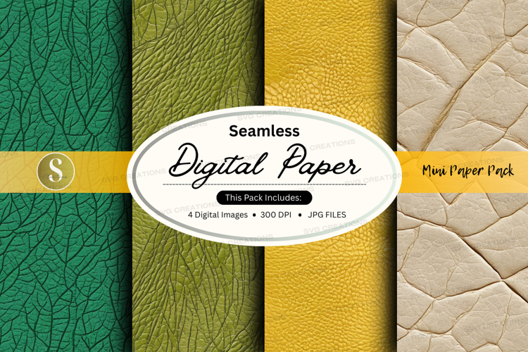 Seamless digital paper textures pack yellow green design