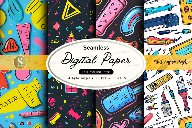 Seamless digital paper textures with stationery and office s