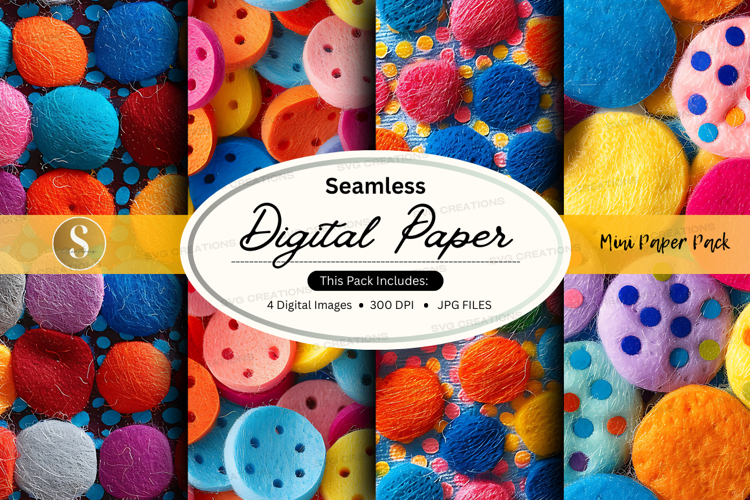 Seamless digital paper pack with polka dots and watercolor t