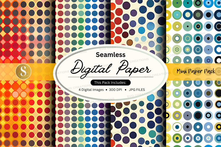 Seamless digital paper patterns with polka dots and circles