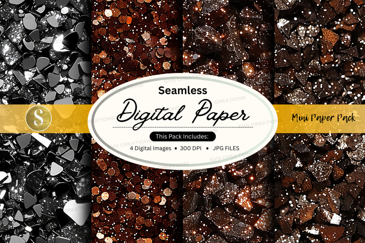Seamless digital paper texture with gold foil mockup