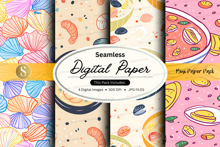 Seamless digital paper textures colorful floral patterns