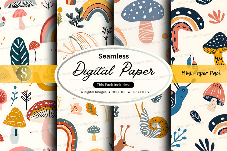 Seamless digital paper pack with rainbow watercolor textures