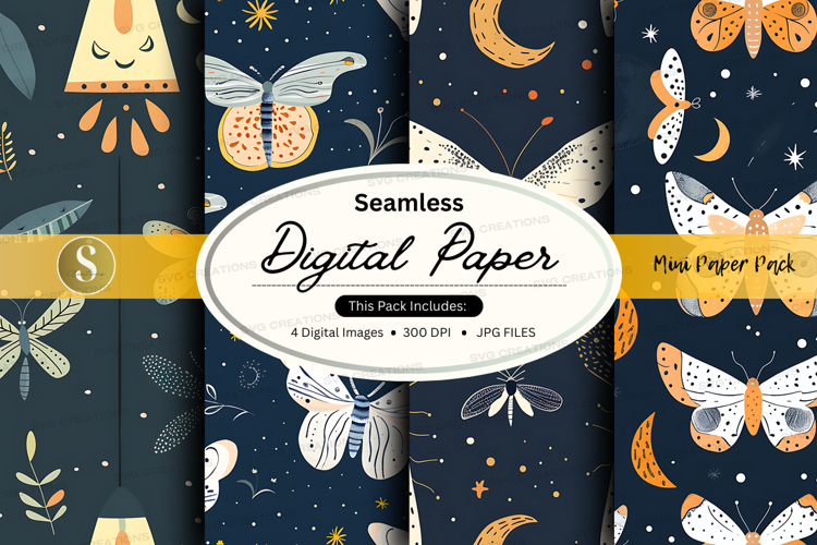 Seamless digital paper pack with butterflies and (6599026)