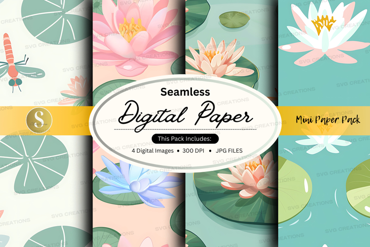 Seamless digital paper pack watercolor floral textures backg