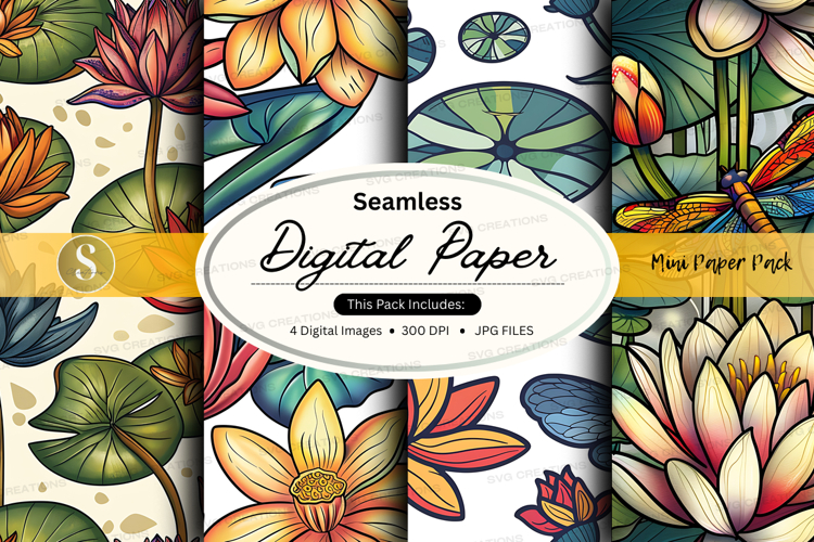 Seamless digital paper floral tropical patterns background