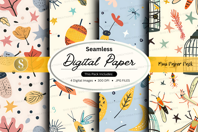 Seamless digital paper pack floral vintage craft background