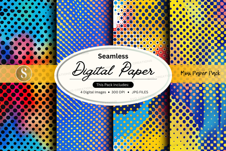 Seamless digital paper pack with vibrant patterns and textur