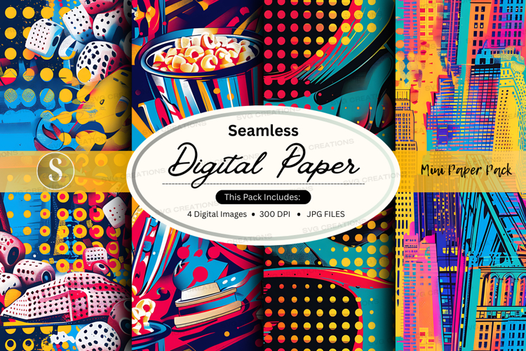 Vibrant seamless digital paper patterns colorful backgrounds